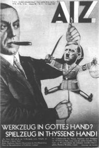 photomontage  de l'artiste et militant communiste  John Heartfield  : Hitler la marionnette de la classe capitaliste