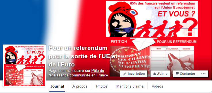page facebook pétition referendum sortie UE