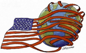 US Flag Around the Earth