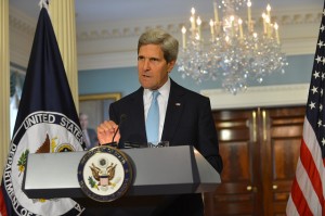U.S. Secretary of State John Kerry on Aug. 30, 2013, claims to have proof that the Syrian government was responsible for a chemical weapons attack on Aug. 21, but that evidence failed to materialize or was later discredited. [State Department photo]