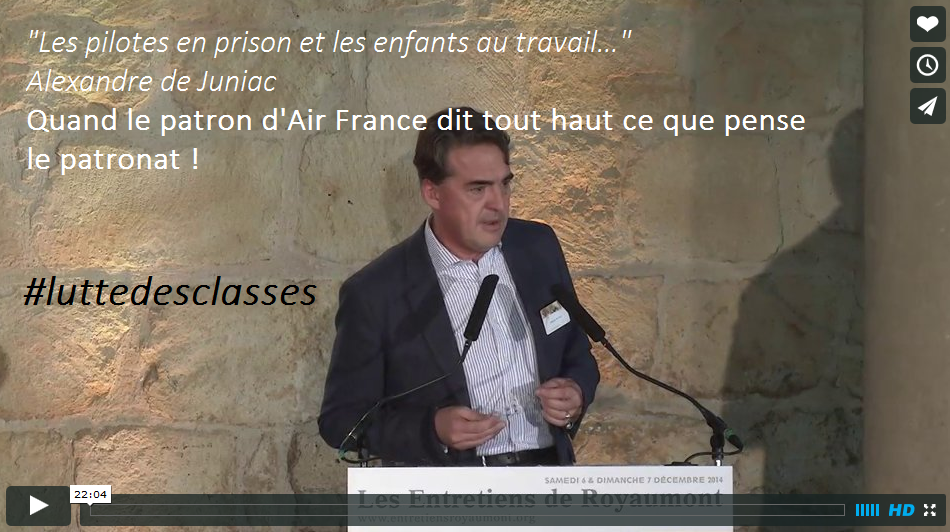 #vidéo : « Les pilotes en prison et les enfants au travail… » le patron d’Air France dit ce que pense le patronat