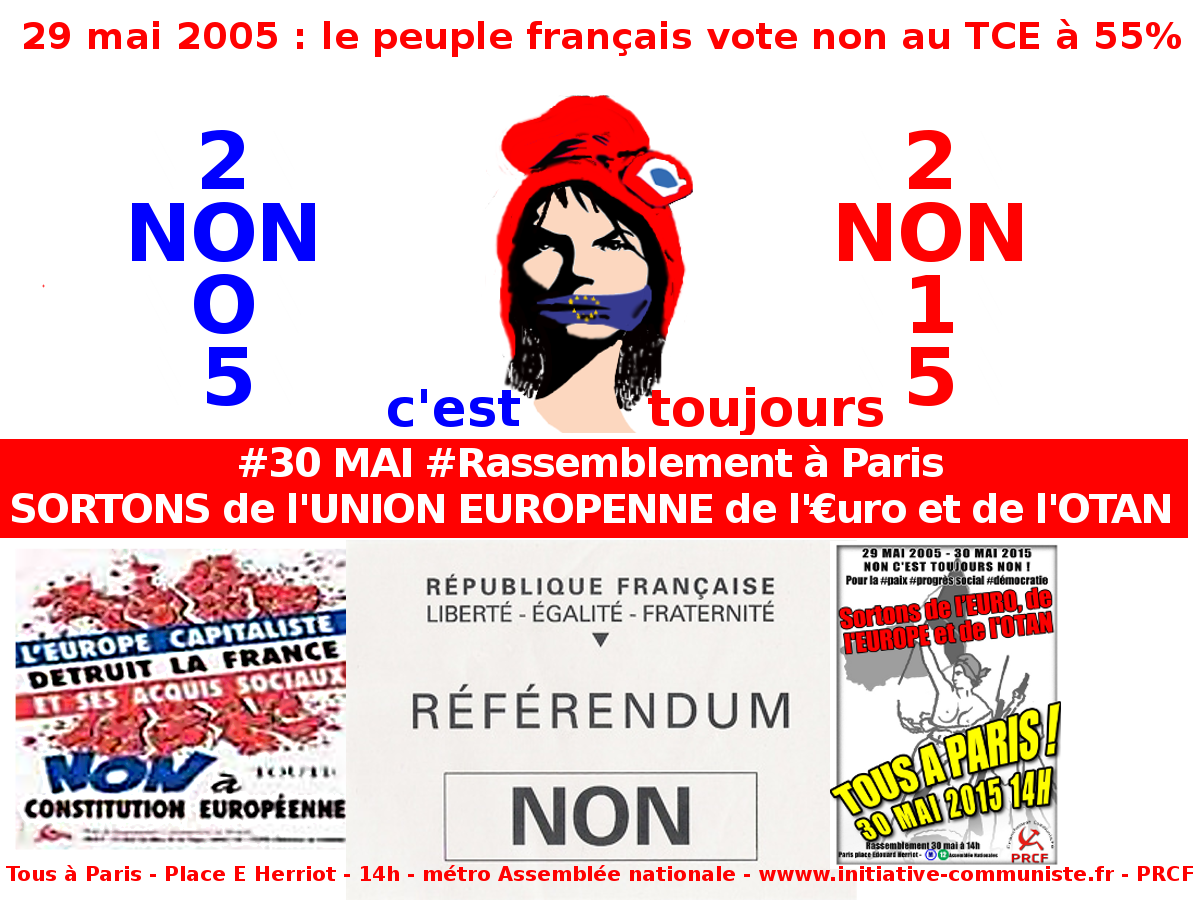 29 mai 2005  – 29 mai 2015 : Pour les français c’est toujours NON ! 62% voteraient NON  ! #noncestnon