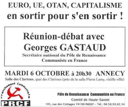 Conférence de Georges Gastaud à Annecy le 6 octobre #conférence #débat #annecy #PRCF