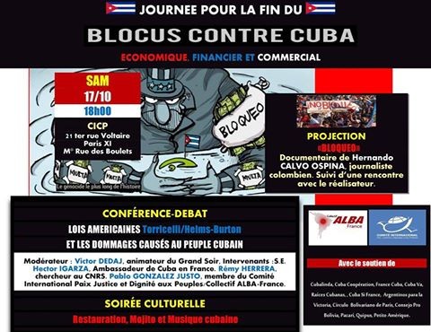 Journée contre le blocus des Etats-Unis contre Cuba