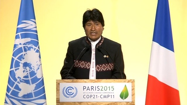 Déclaration d’EVO MORALES, président bolivien, à la COP 21 : J’AIME L’HUMANITE ET LA TERRE-MERE, JE COMBATS LE CAPITALISME !