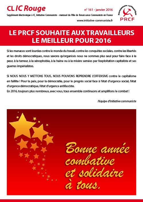 Le CLIC ROUGE de janvier 2016 est paru [supplément électronique gratuit à Initiative Communiste]
