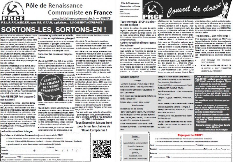 #TRACT du PRCF pour la journée de #grève dans la Fonction Publique ! Tous Ensemble !