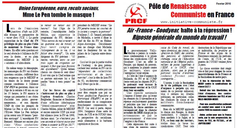 Tract, Affiches, pétition …  les militants du PRCF partout à l’action !