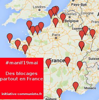 #manif19mai Grèves blocages et manifestations : la mobilisation se renforce et bloque le profit #direct