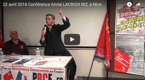 Vidéo : les origines de la construction européenne : mythes et réalités avec Annie Lacroix-Riz une conférence organisée par le PRCF 06