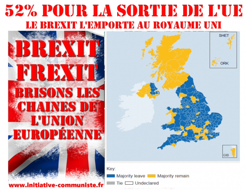 52% : Le BREXIT et la démocratie gagnent, en France exigeons un referendum pour la sortie de l’UE #résultats #Brexit
