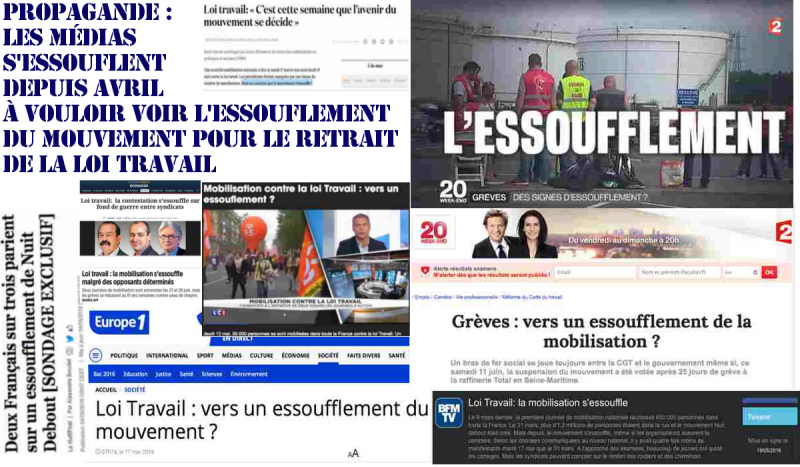 Loi Travail les chiffres montrent l’essoufflement … de la propagande gouvernementale : Pujadas et Nathalie Saint-Cricq n’arrêtent pas de s’essoufler!