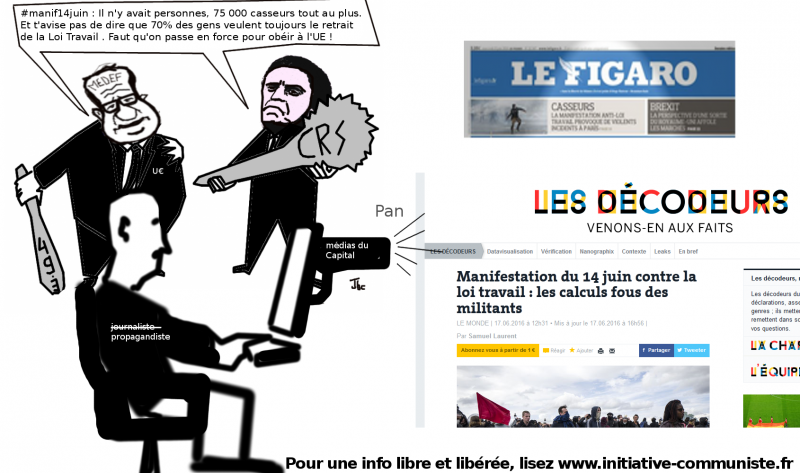 #Manif14juin Manifestation du 14 juin les chiffres bidons du journal Le Monde #manipulation #média #loitravail