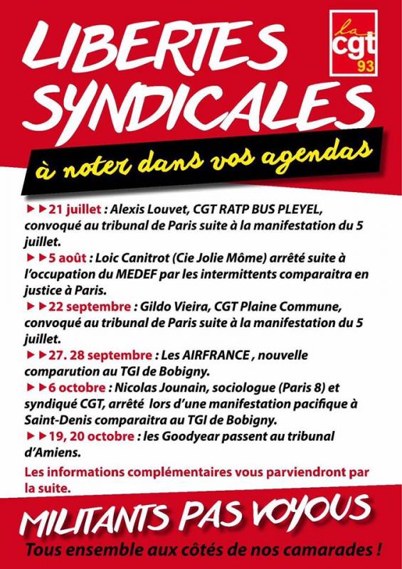 Militants, pas voyous ! Contre la répression politique, mobilisation démocratique! #loitravail