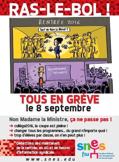 Rentrée scolaire , rentrée en résistance : contre la casse de l’Education Nationale la mobilisation des profs.
