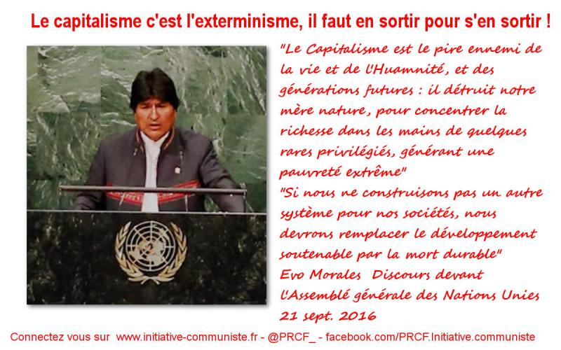 #UNGA « Le Capitalisme est le pire ennemi de la vie et de l’Humanité » – Evo Morales