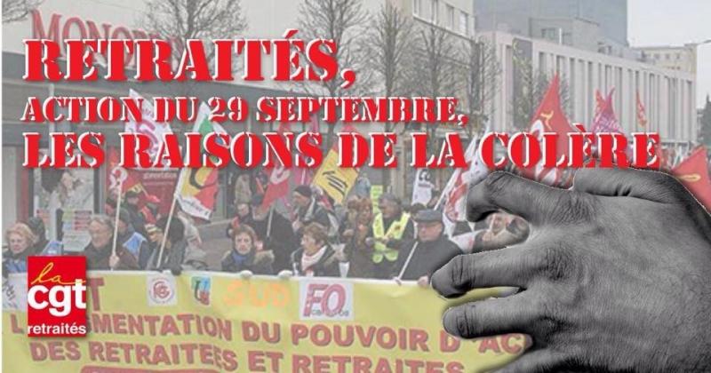 29 septembre, les retraités dans la rue contre la baisse des pensions de retraites ! 1 million de retraités pauvres !!