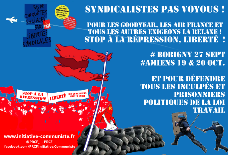 #AirFrance 27 sept. TOUS au tribunal de Bobigny pour soutenir les travailleurs attaqués par le gouvernement Valls MEDEF !