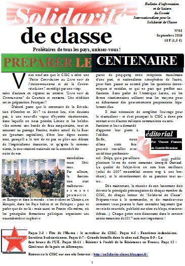 Solidarité de Classe n°95 est paru ! Au sommaire