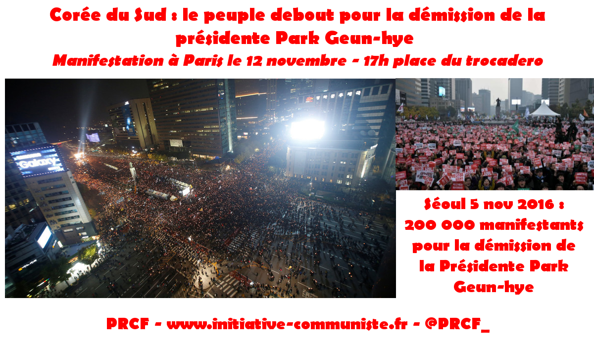 Corée du Sud : le peuple debout pour la démission de la présidente Park Geun-hye !