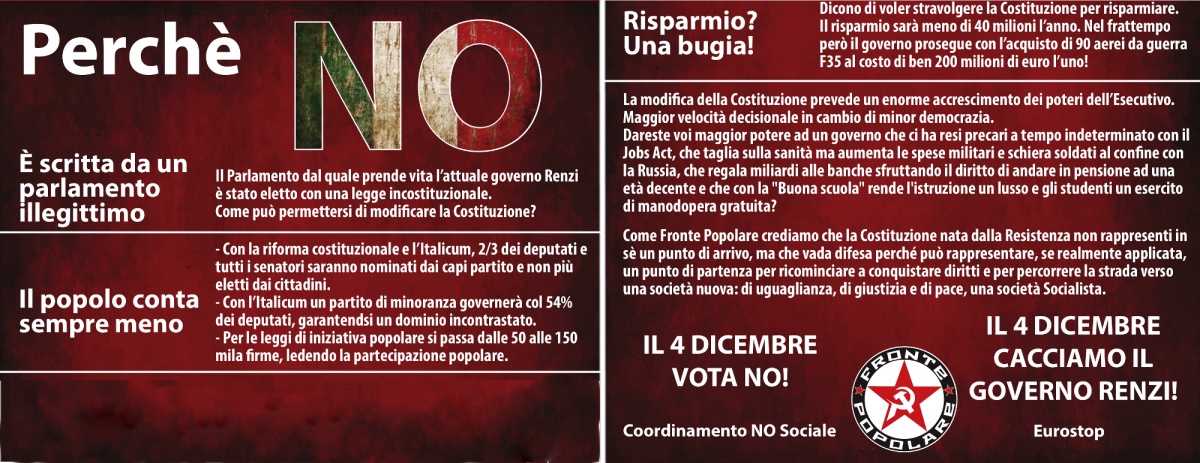 Euro réforme constitutionnelle en Italie : le non en tête des sondages !