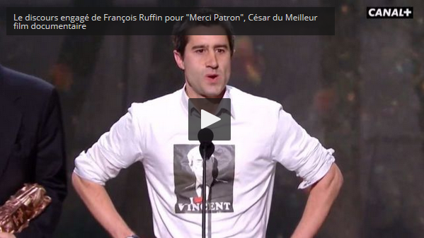 #vidéo Aux Césars Ruffin dénonce l’euro dumping social et les délocalisations de l’industrie.