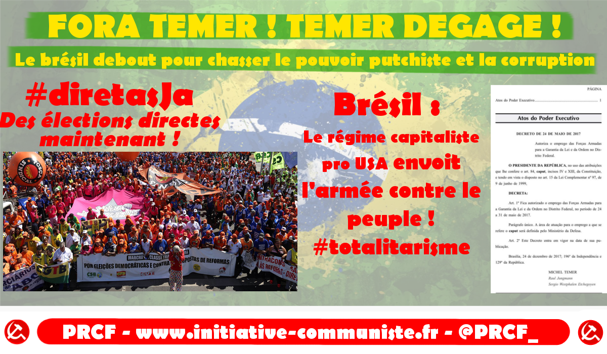 Fora Temer : le Brésil debout pour obtenir le départ du putchiste Temer.
