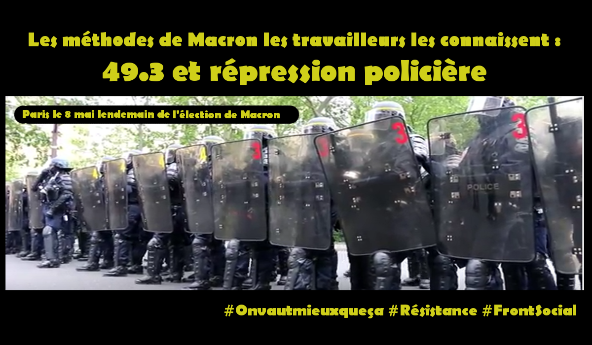 #FrontSocial : Macron c’est la violente répression policière du mouvement social #vidéo #violencespolicières