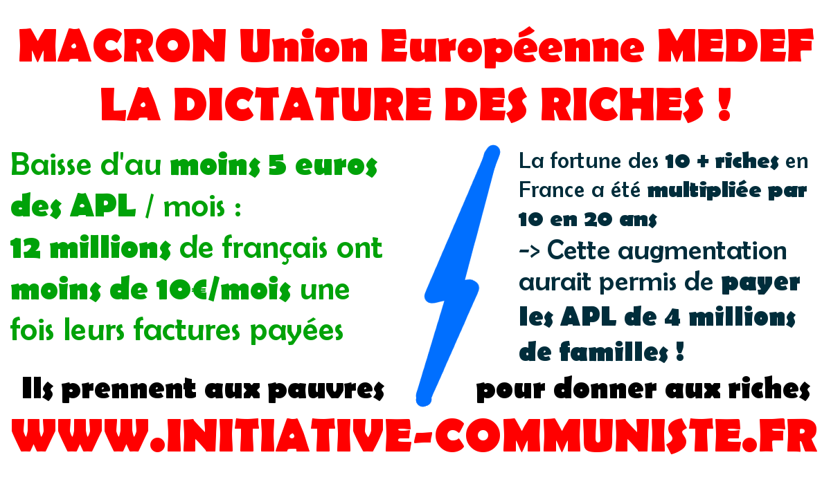 Pendant que Macron baisse les APL la fortune des milliardaires multipliée par 10 !
