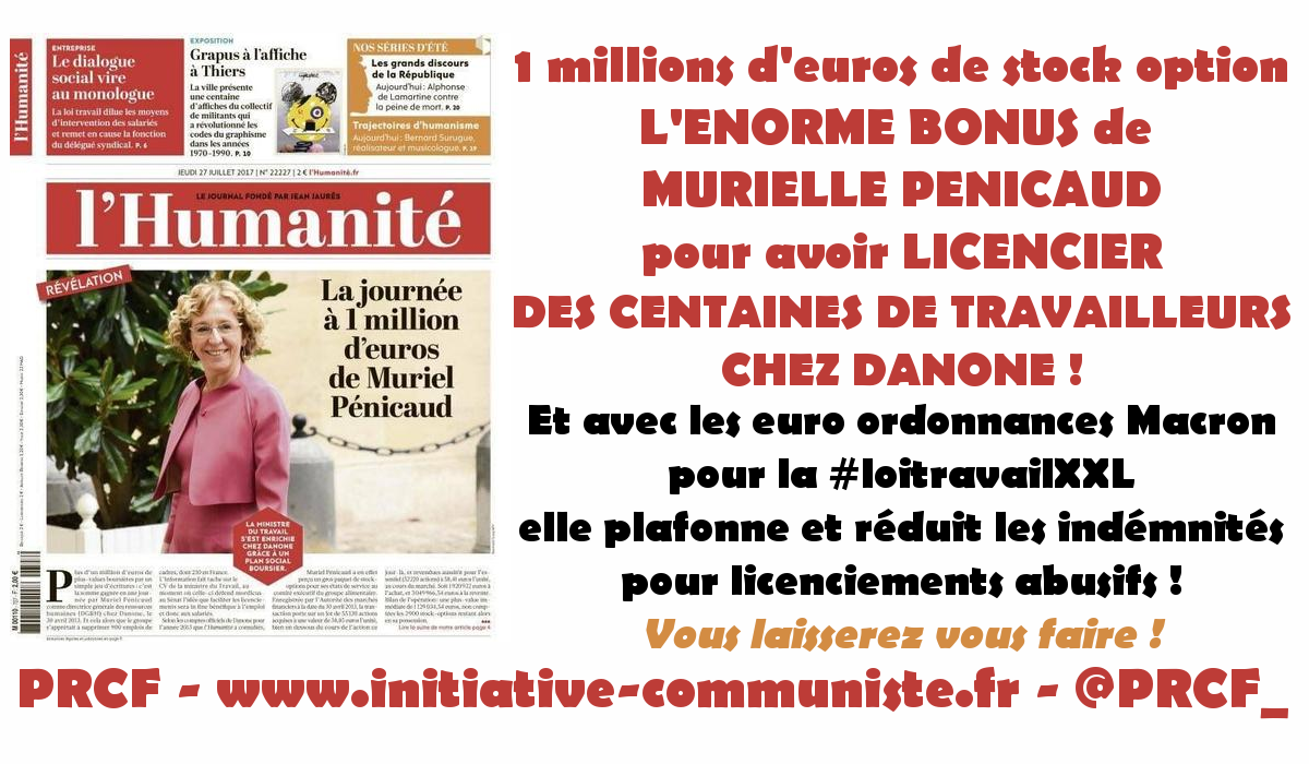 Affaire Pénicaud : 1 millions d’euros de prime pour licencier les salariés de Danone !