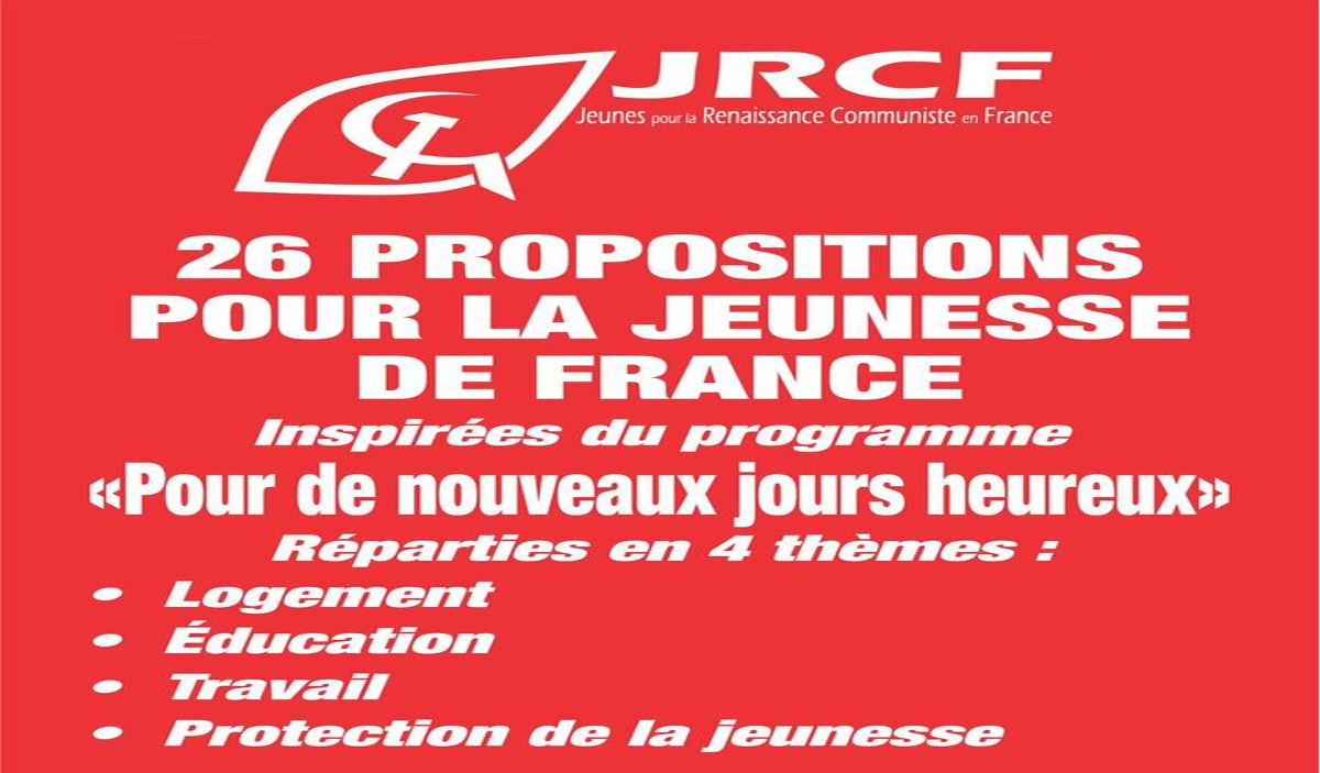 JRCF : 26 PROPOSITIONS POUR LA JEUNESSE DE FRANCE !