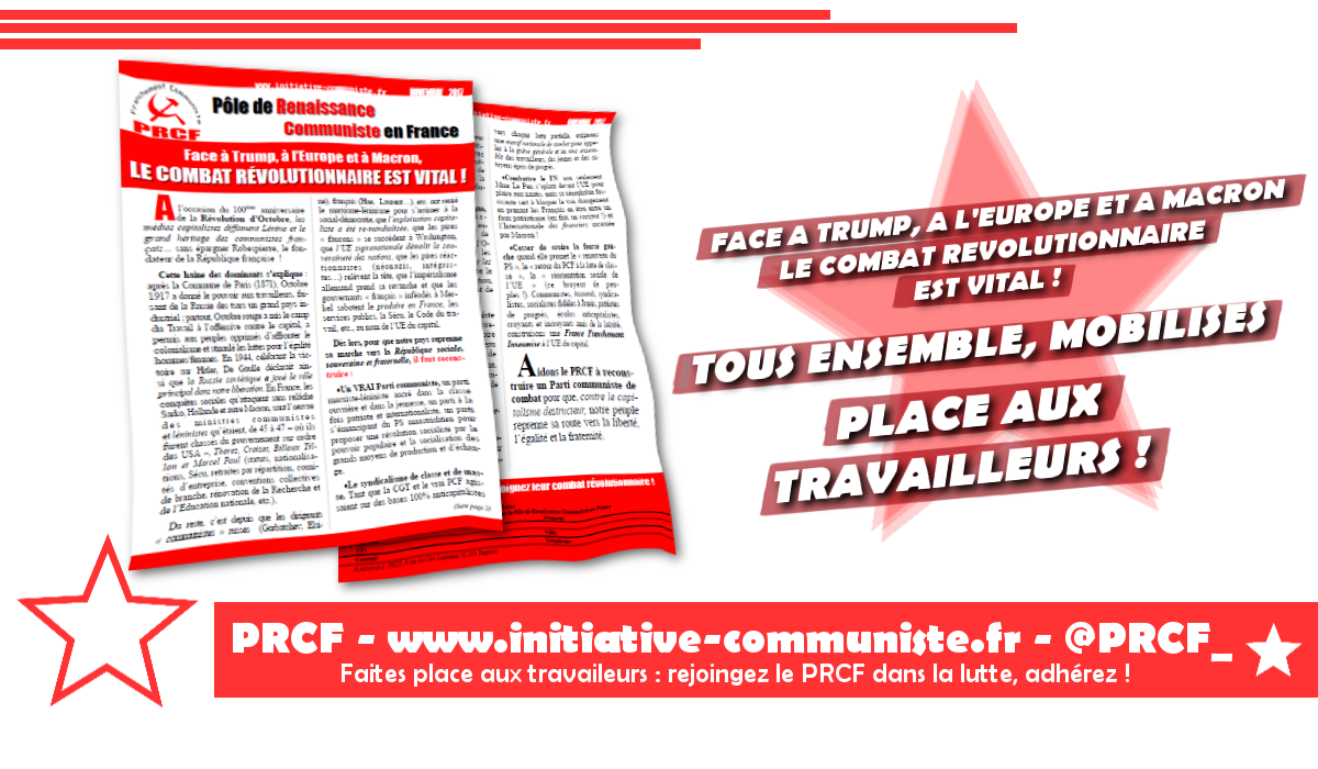Face à Trump, à l’Europe et à Macron,  LE COMBAT RÉVOLUTIONNAIRE EST VITAL !#tract #PRCF
