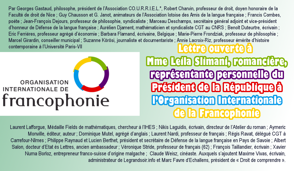 Lettre ouverte à Leila Slimani, représentant de Macron à l’organisation internationale de la Francophonie