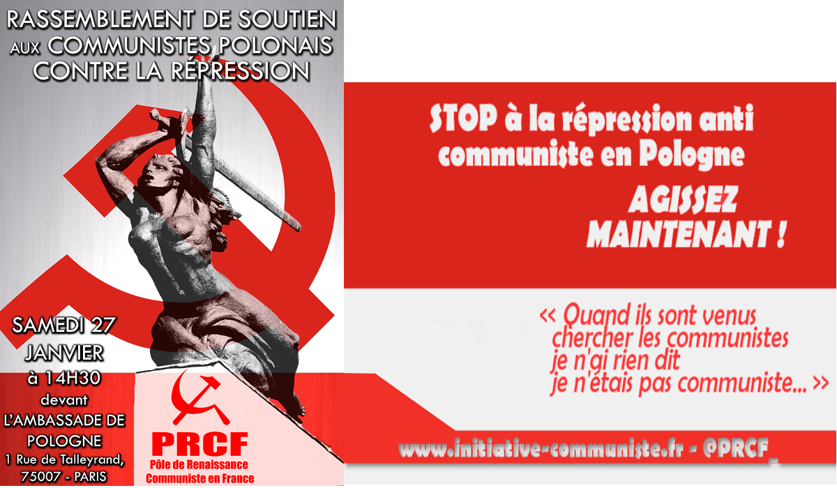 Manifestation contre la répression des communistes en Pologne – 27 janvier – 14h30 devant l’Ambassade de Pologne à Paris