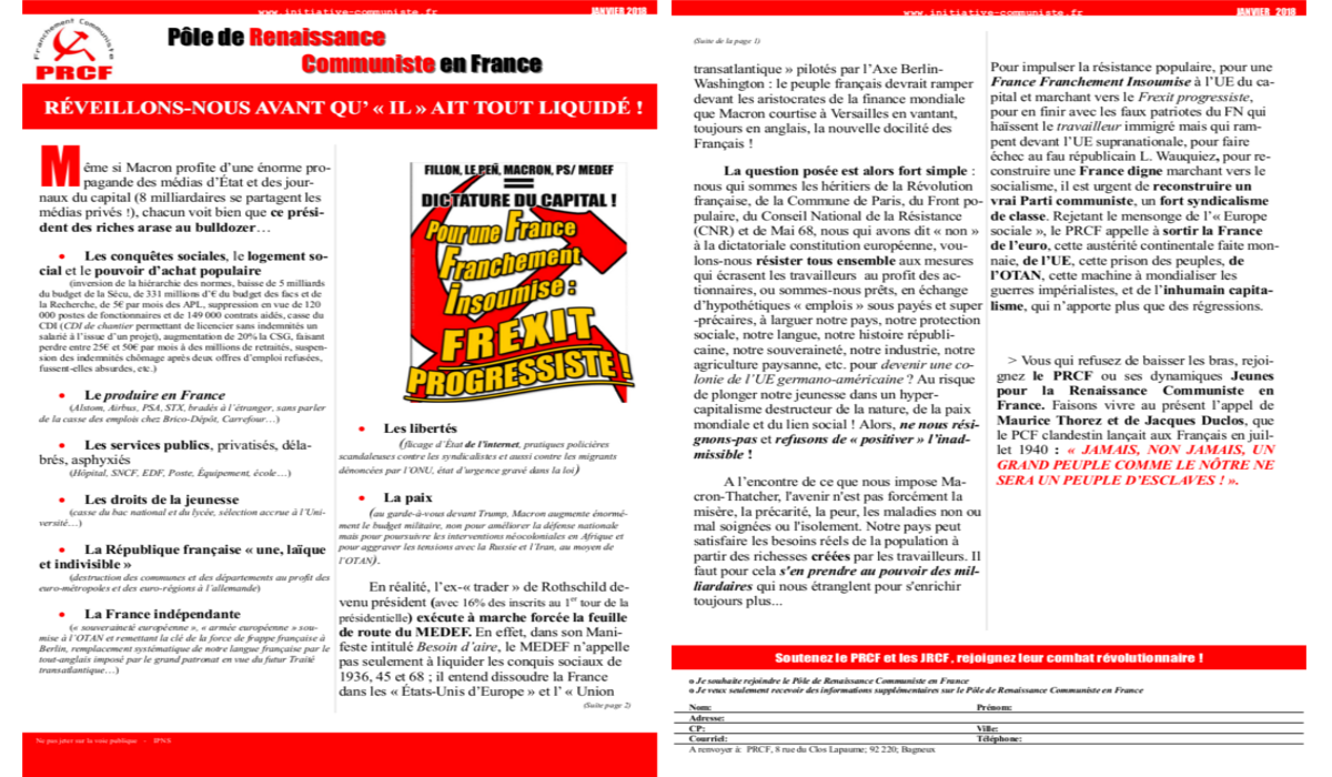 Réveillons-nous avant qu’il ait tout liquidé – #tract #PRCF