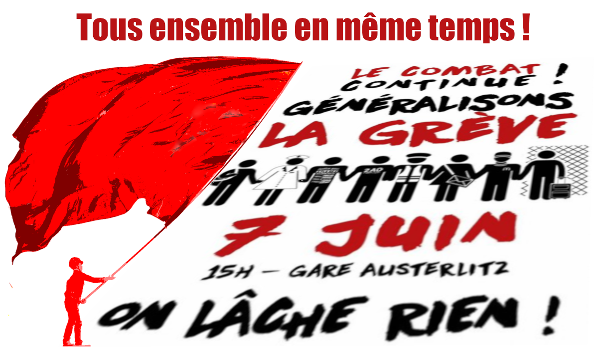 Étudiants, lycéens, cheminots, publics, privés : tous ensemble et en même temps #manif7juin #7juin #jeudijeune