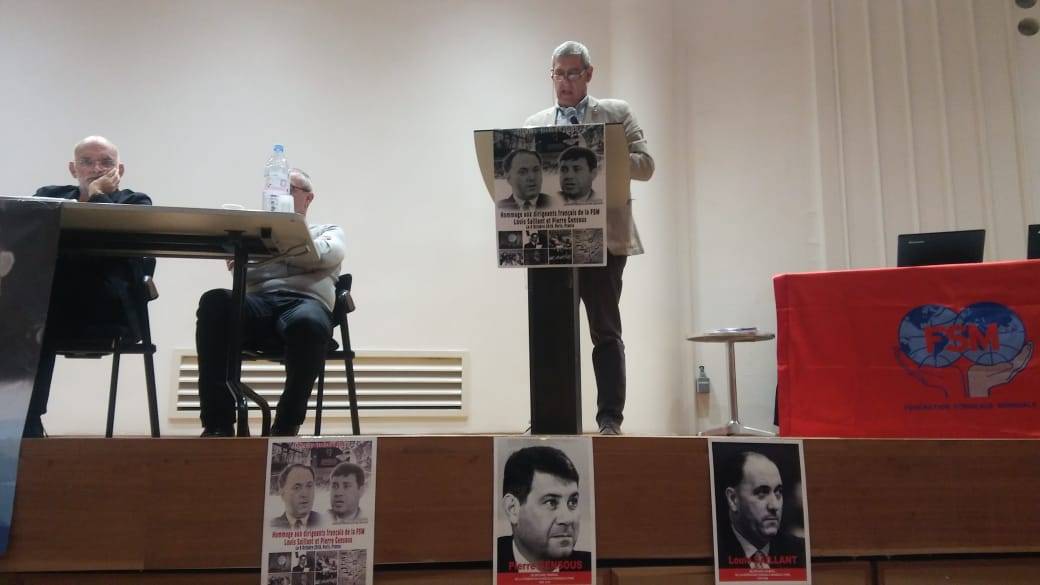 Discours de Georges Mavrikos à Paris lors de l’hommage de la FSM à Louis Saillant et Pierre Gensous