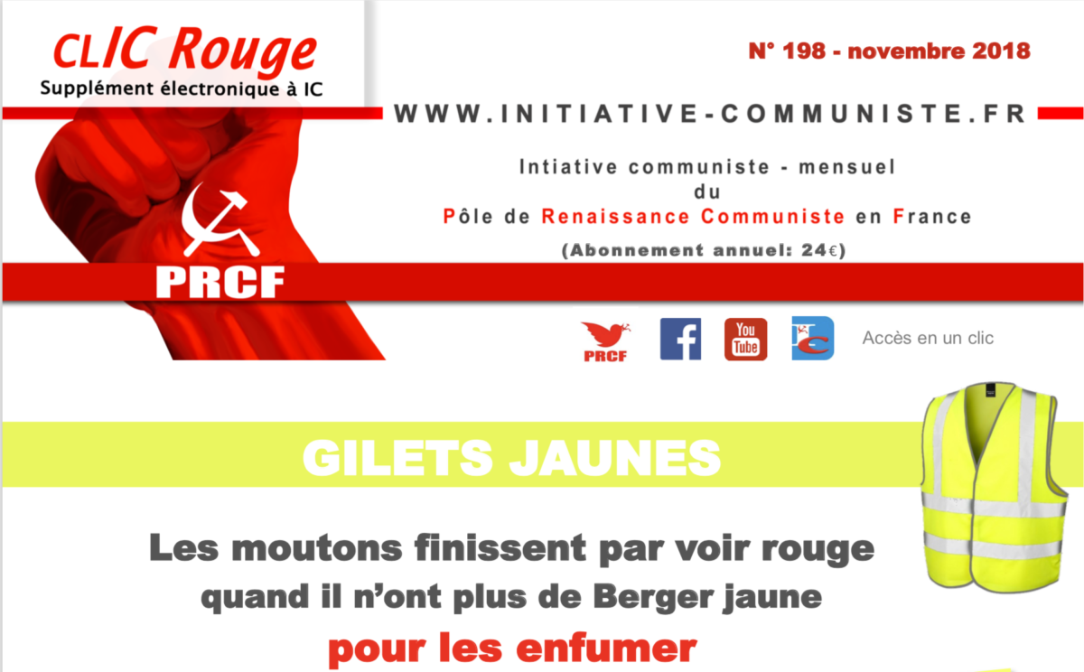 CLIC Rouge 198  – votre supplément électronique gratuit à Initiative Communiste [novembre 2018]