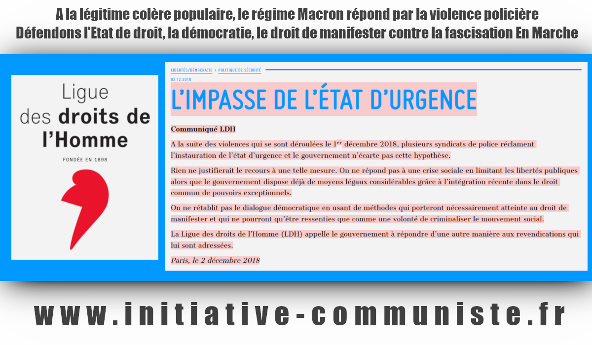 La tentation de l’état d’urgence ? la fascisation en marche avec Macron