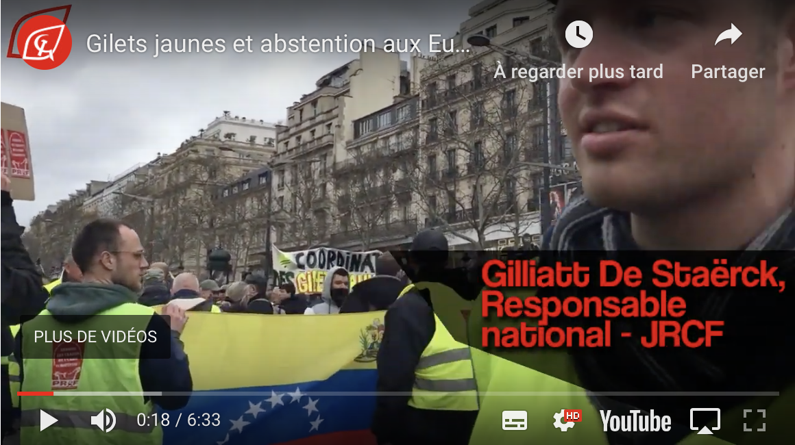 Gilets jaunes et abstention aux Européennes : entretien avec le responsable des JRCF !
