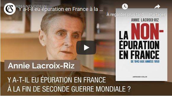 La non épuration en France, les dates des conférences et interventions de Annie Lacroix-Riz
