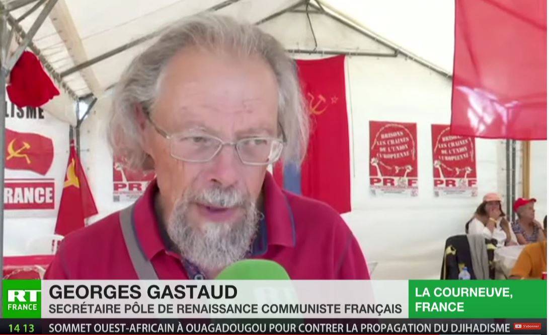 #Acte44 Georges Gastaud interviewé par RT au stand du PRCF, à la fête de l’Humanité, explique le soutien des communistes aux #GiletsJaunes