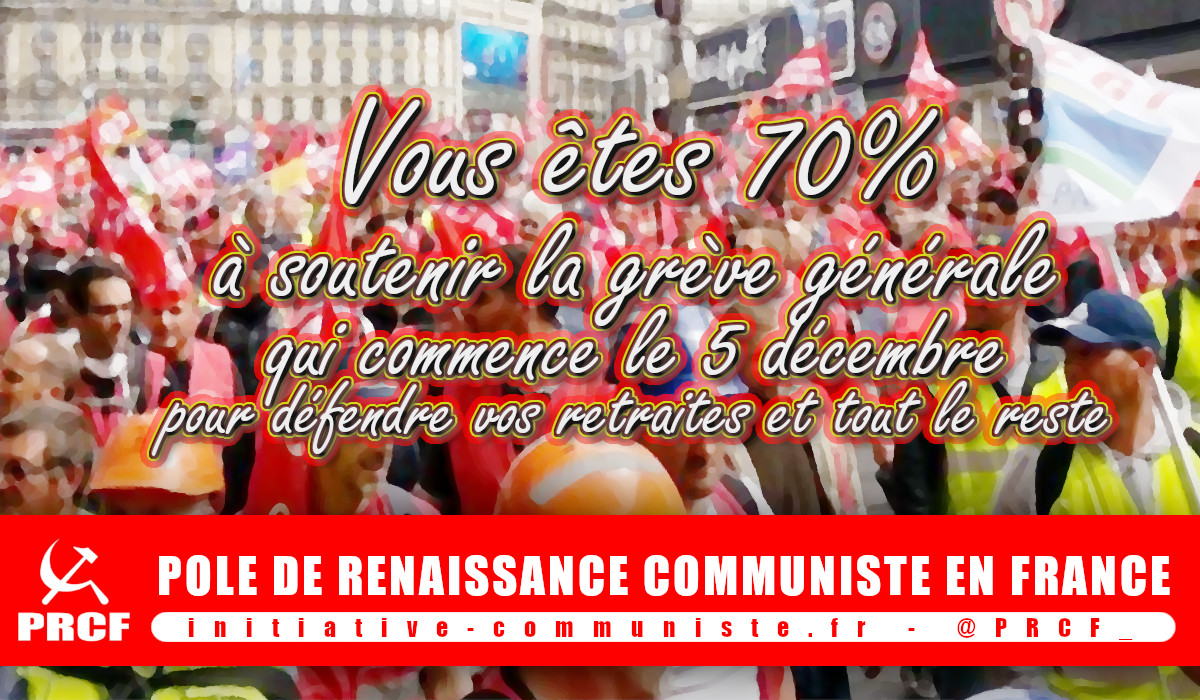 7 français sur dix soutiennent la grève générale le 5 décembre et veulent le retrait de la #réformedesretraites #grève5décembre