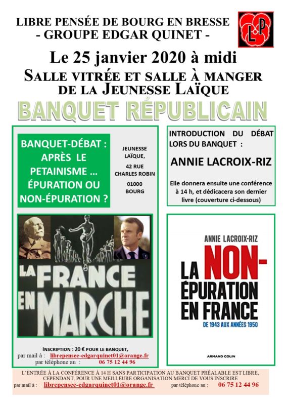 Après le pétainisme, la non épuration. débat à Bourg en Bresse avec A Lacroix-Riz [25/01]