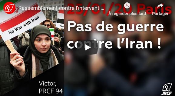 Le PRCF actif pour stopper la guerre impérialiste contre l’Iran .
