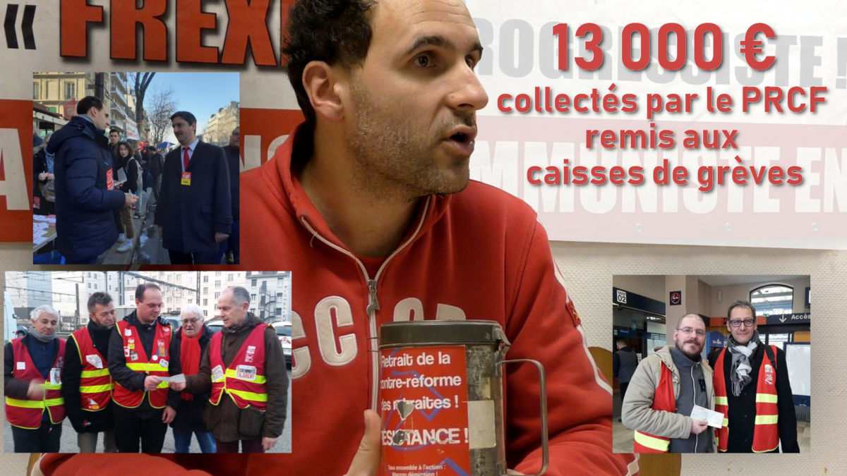 Le PRCF soutient les grévistes : 13 000 € remis aux caisses de grève pour le retrait de la #RetraitesParPoints