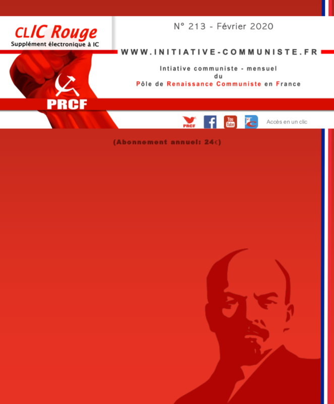 CLIC Rouge 213 – votre supplément électronique gratuit à Initiative Communiste [février 2020]