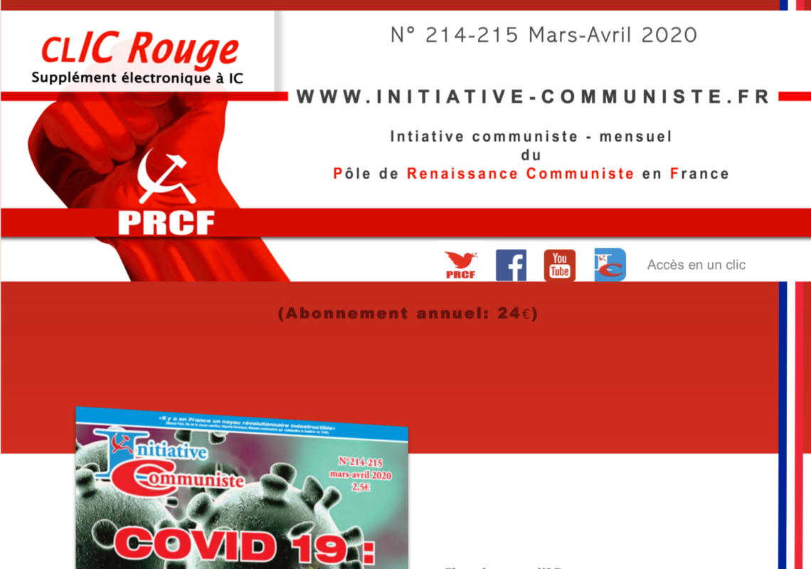 CLIC Rouge 214-215 – votre supplément électronique gratuit à Initiative Communiste [mars-avril 2020]
