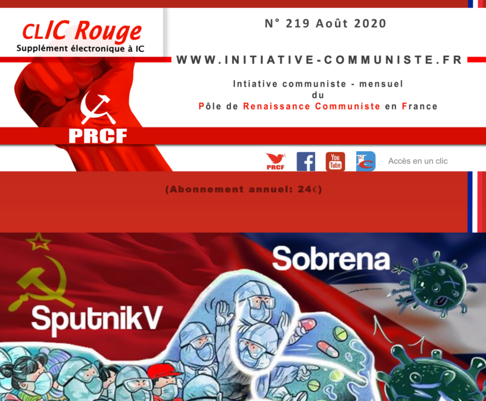 CLIC Rouge 219 – votre supplément électronique gratuit à Initiative Communiste [août 2020]