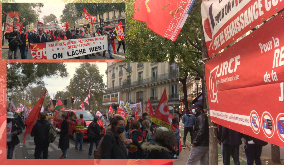 Les communistes présents avec le PRCF et les JRCF à la marche pour l’emploi et la dignité à Paris.